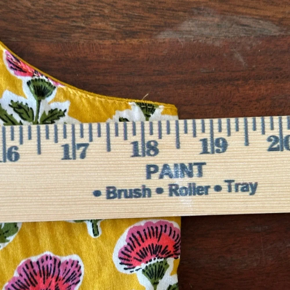 Sincerely Jules Mustard Floral Tiered Mini Dress L Boho Anthro Style Block Print - Picture 6 of 8